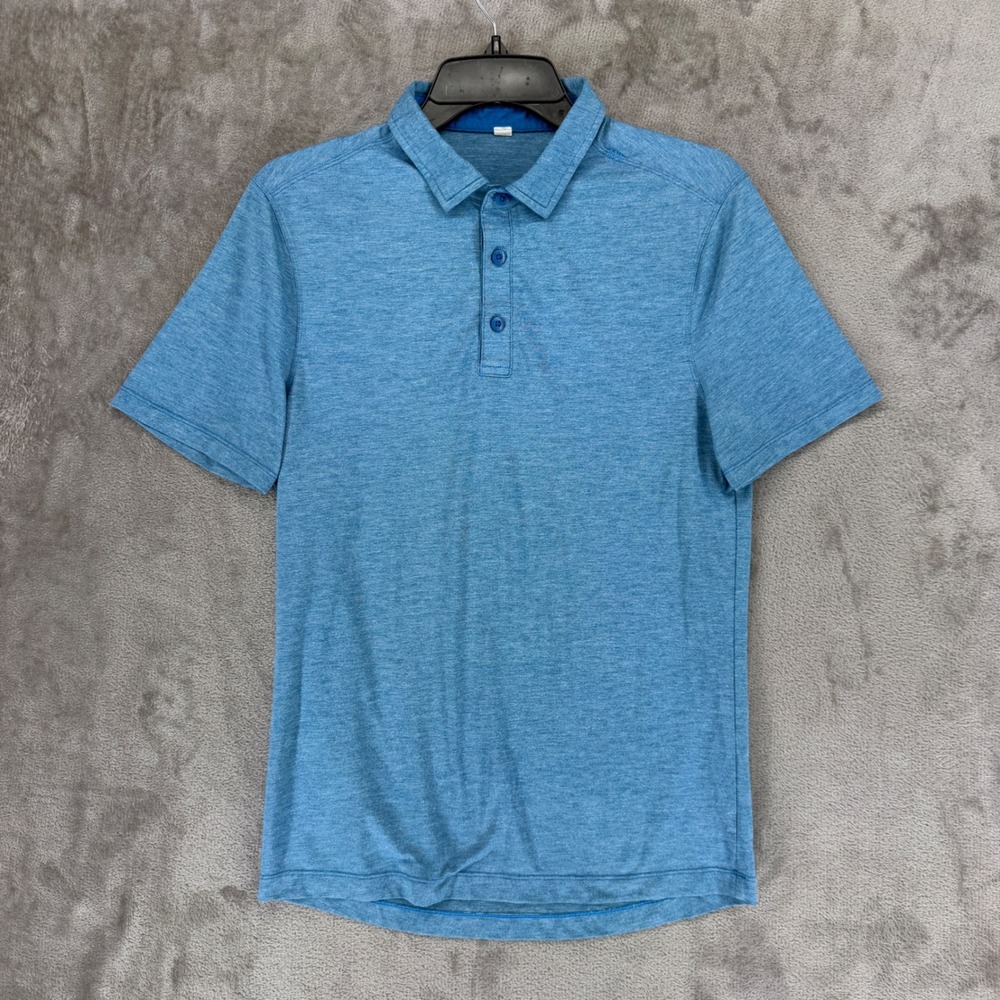 Lululemon Evolution Polo Mens Small Blue Heather Short Sleeve Golf Shirt S